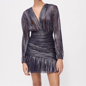 Maje Crossover Shimmer Mini Dress